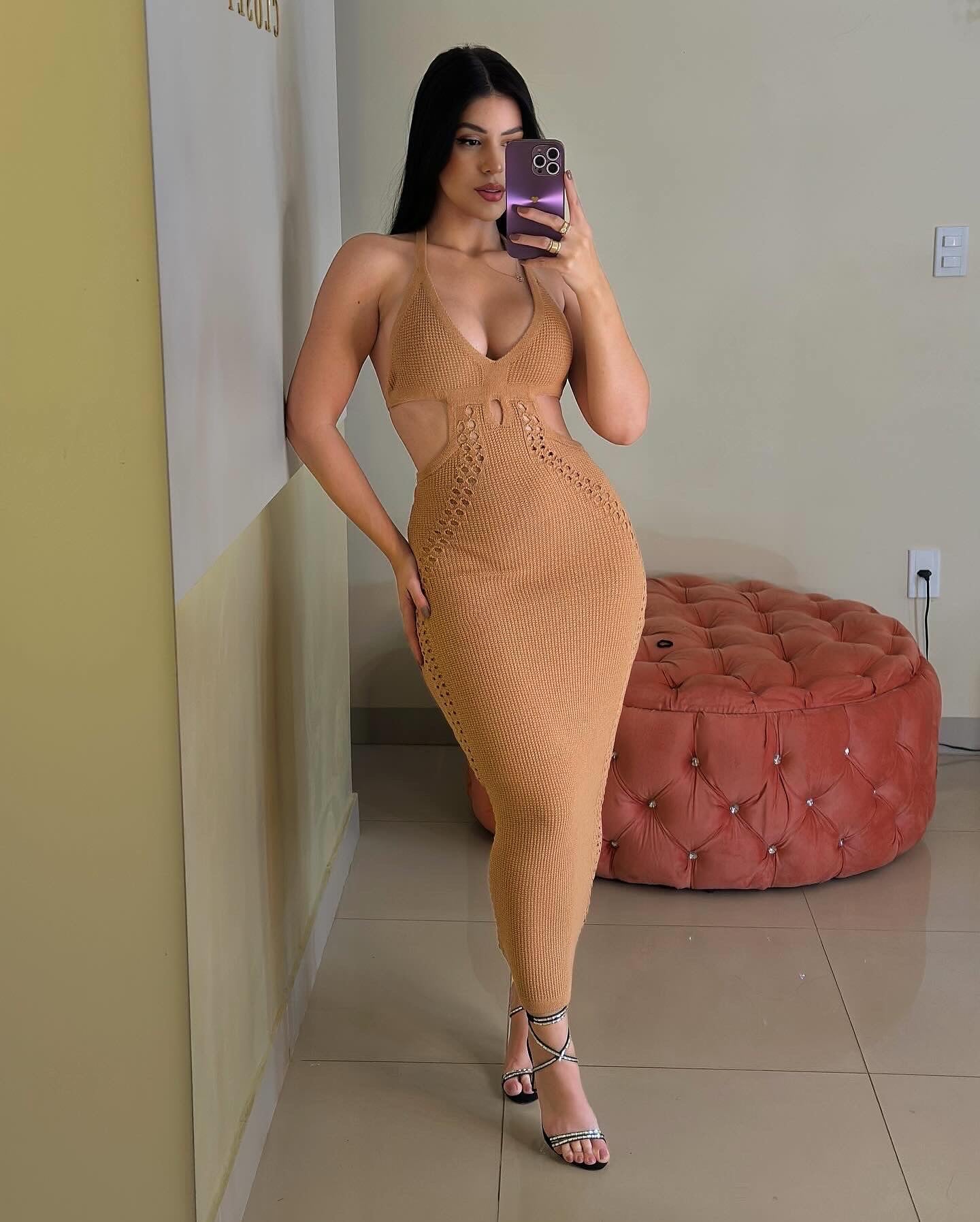 VESTIDO TRICÔ JÚLIA - BEGE - TAMANHO ÚNICO