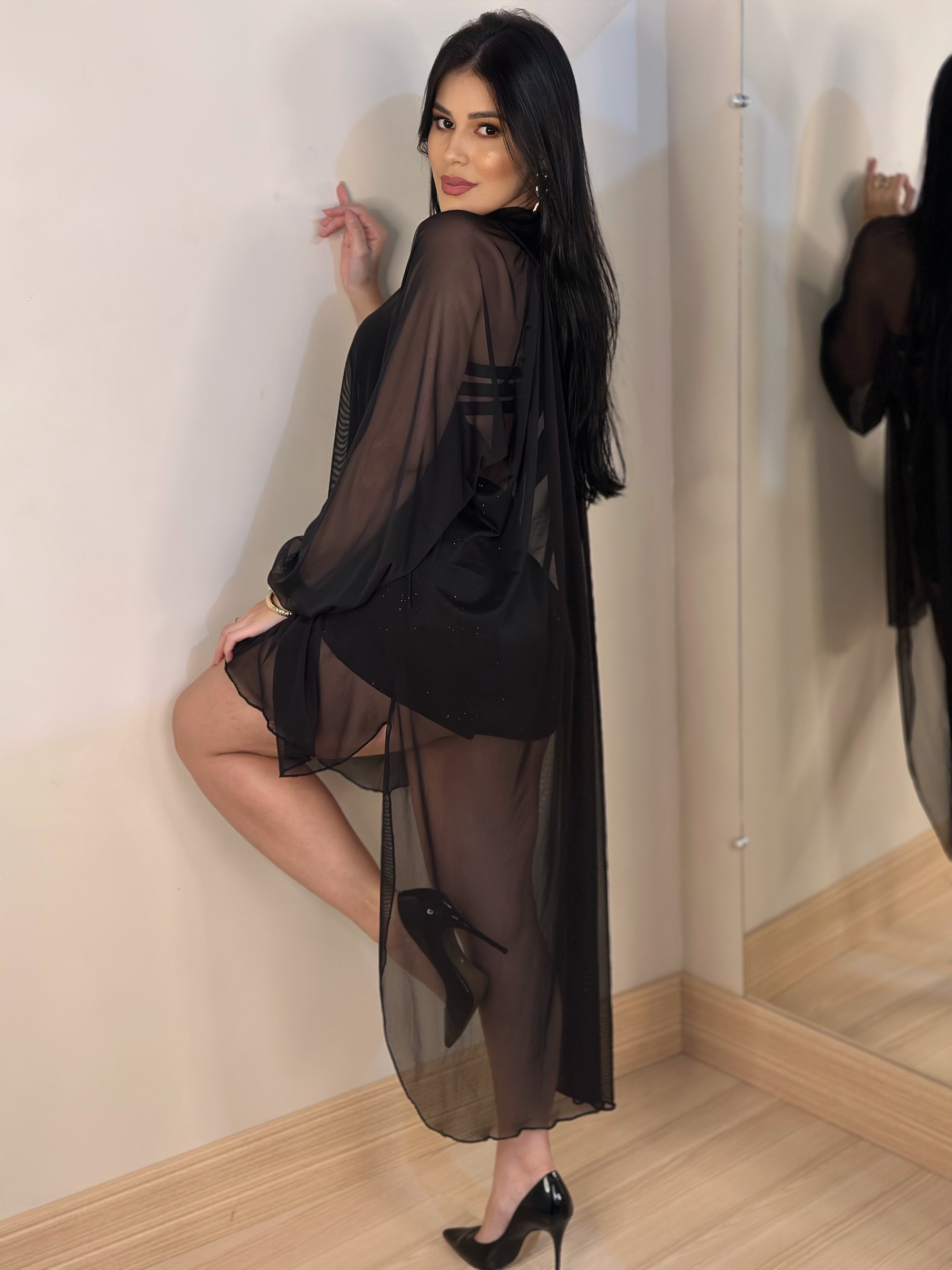 Blusa Tunica/ Tule preto