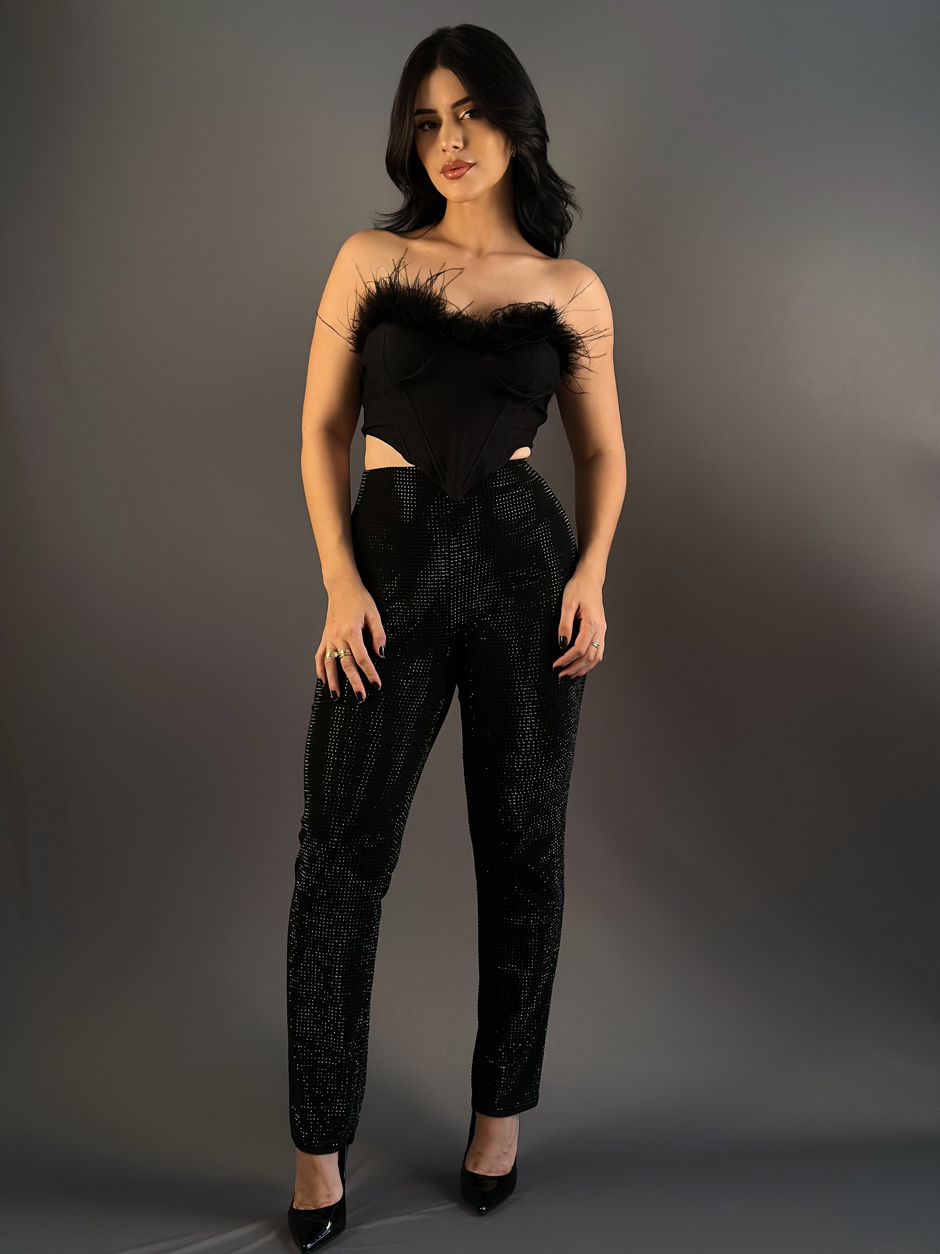 CROPPED PLUMAS - PRETO - G