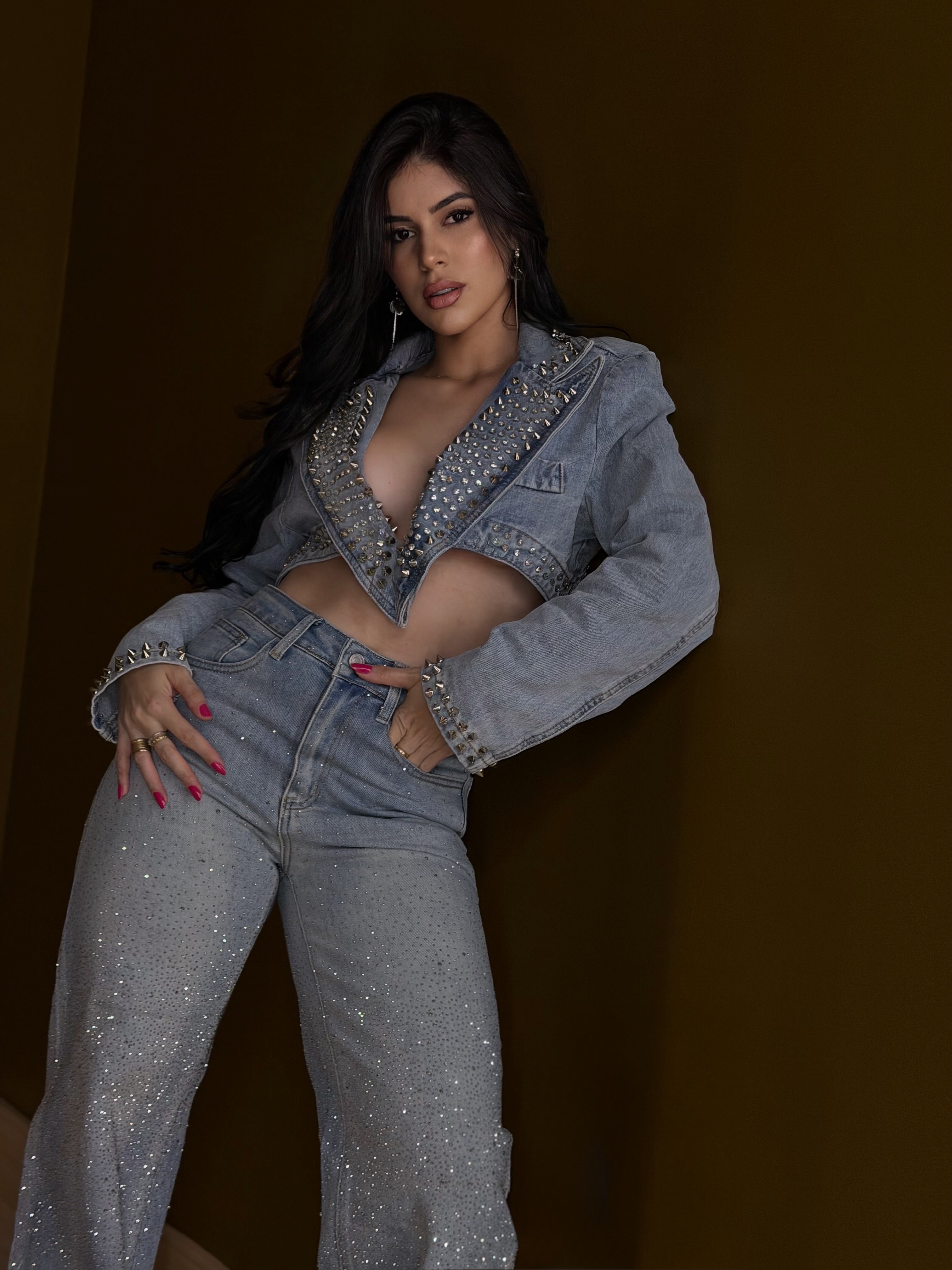 Jaqueta jeans franjas