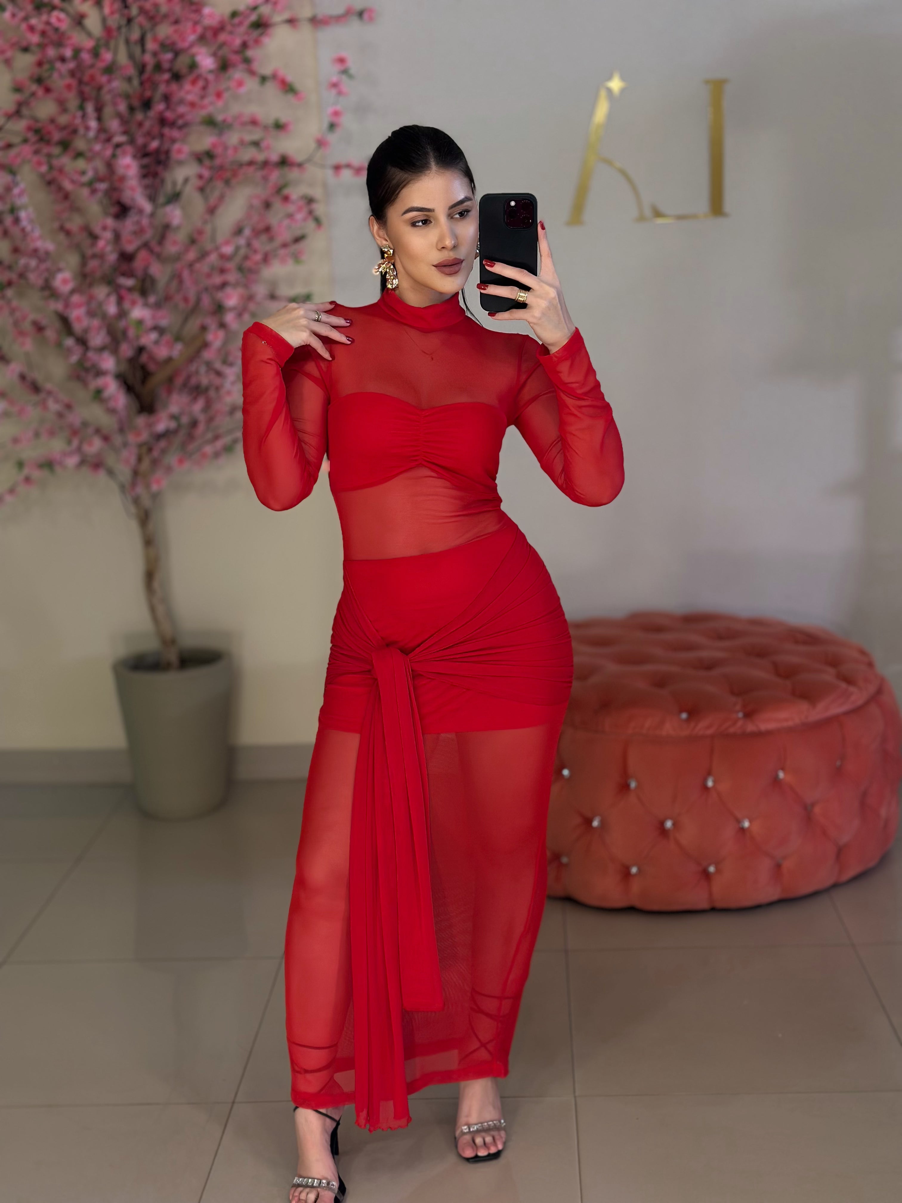 Vestido tule longuete