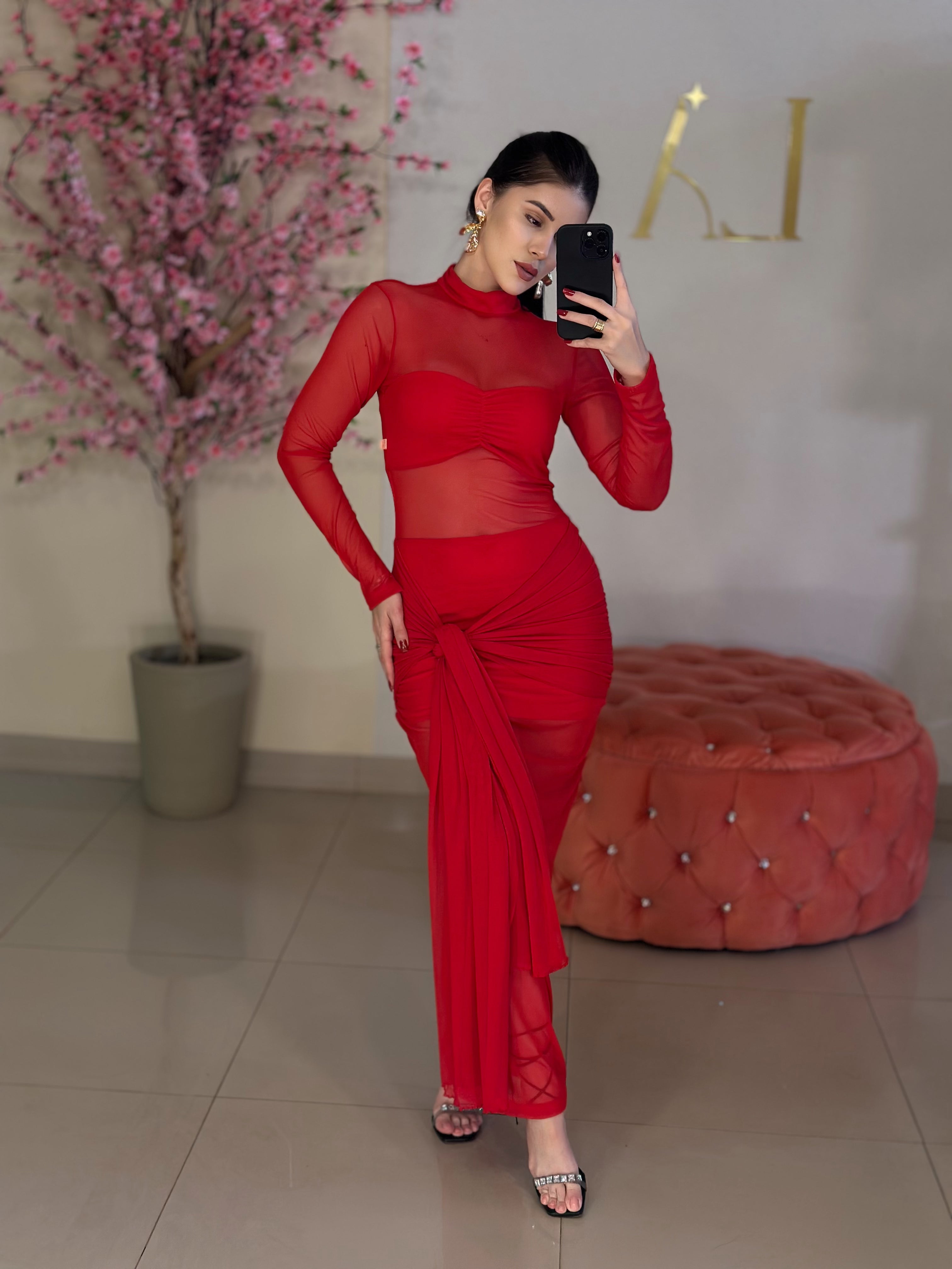 Vestido tule longuete