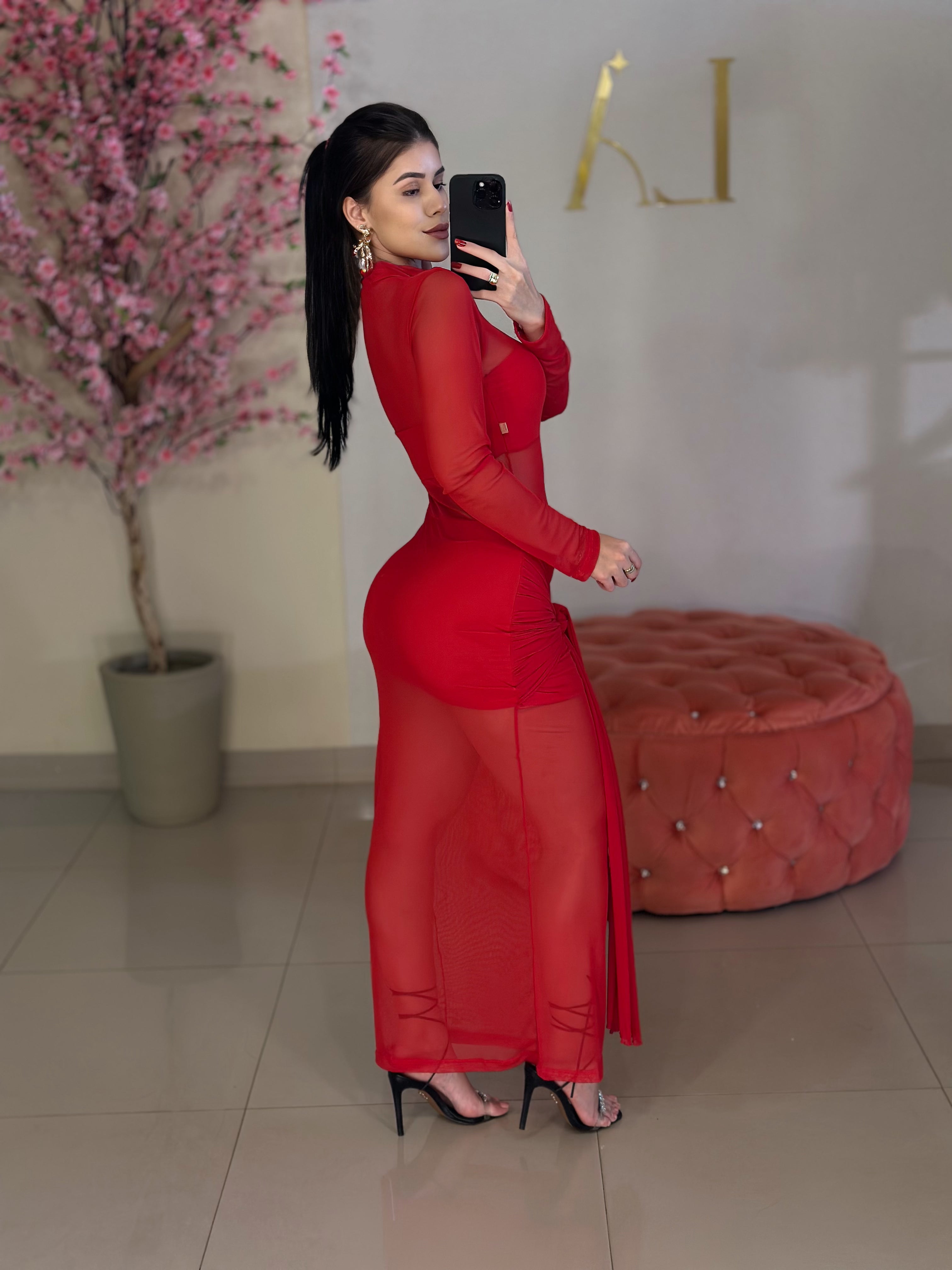 Vestido tule longuete