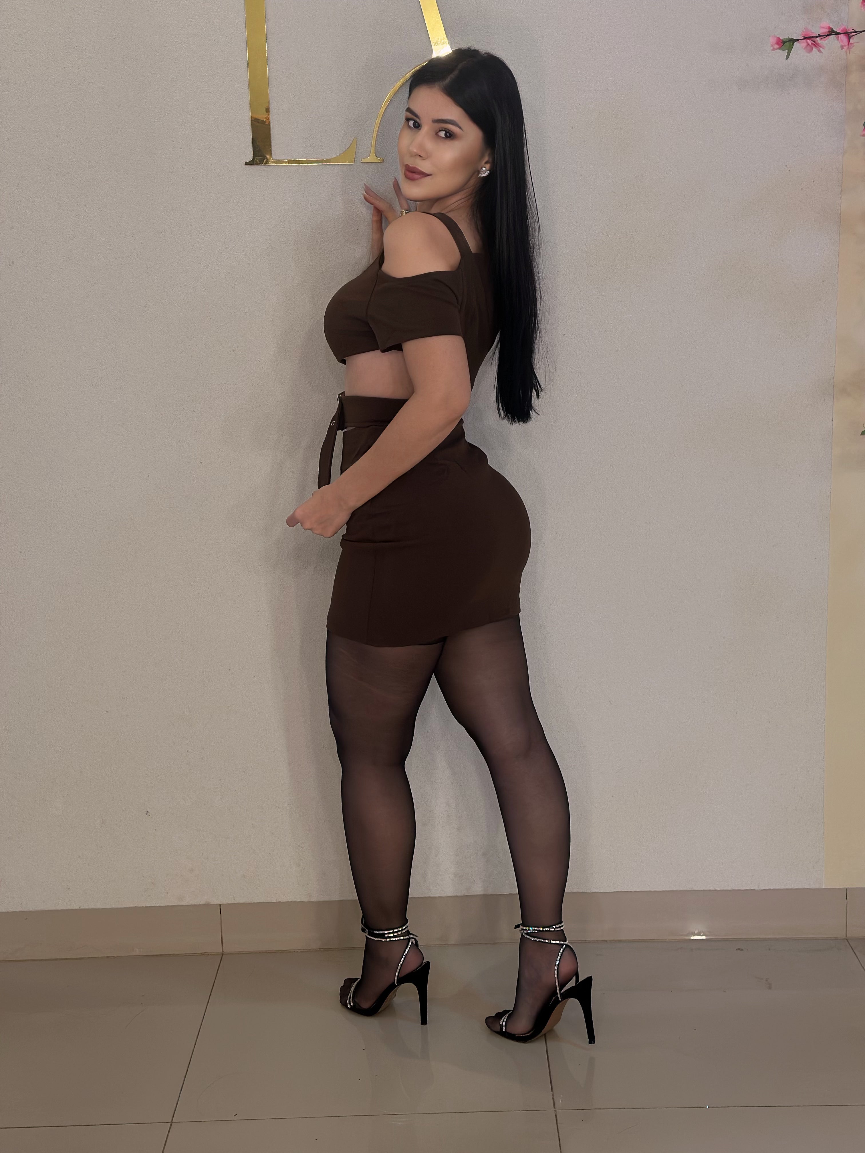 Vestido fivela - Marrom café