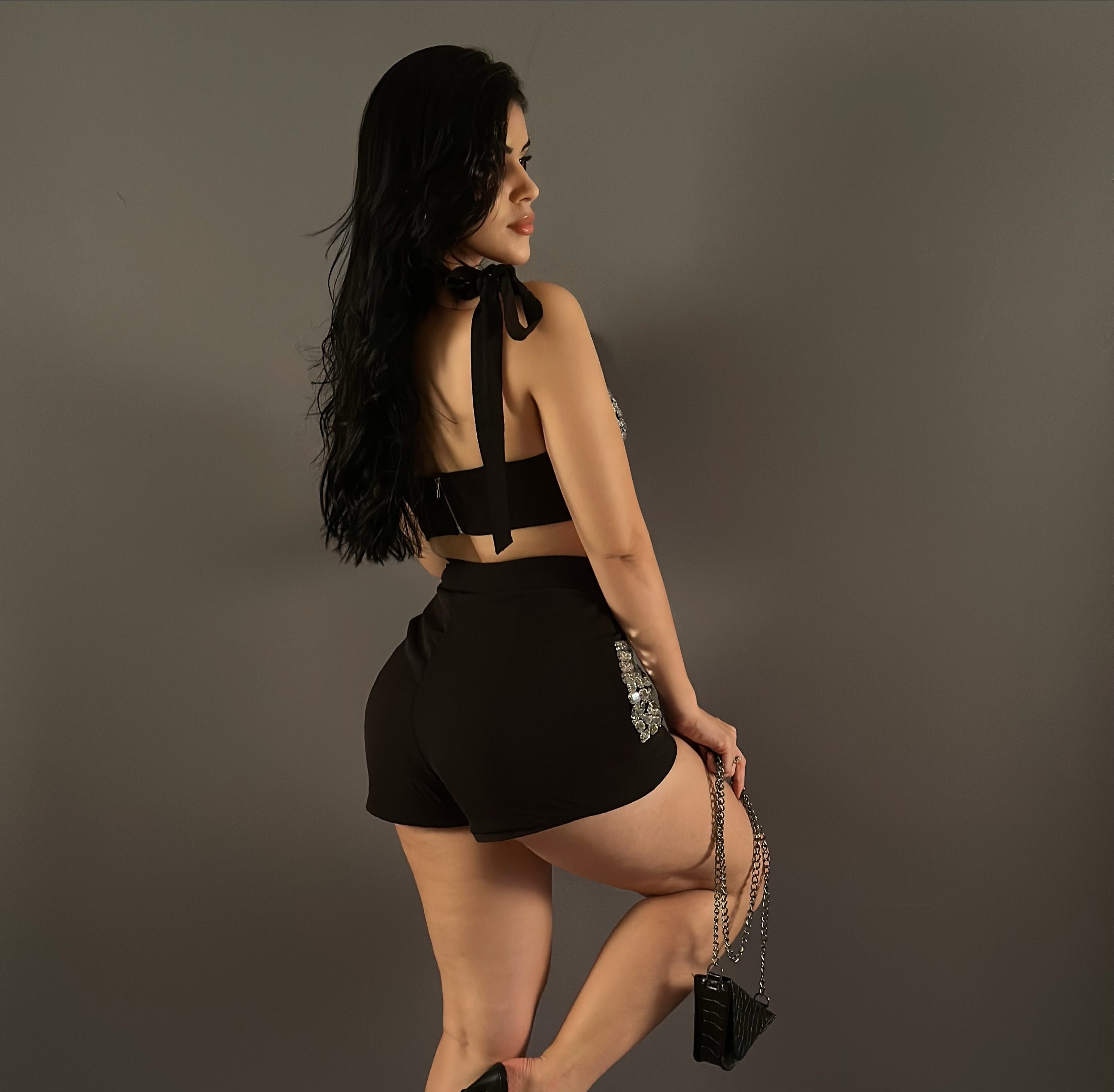 CONJUNTO SHORT ALFAIATARIA PEDRARIAS - PRETO - M