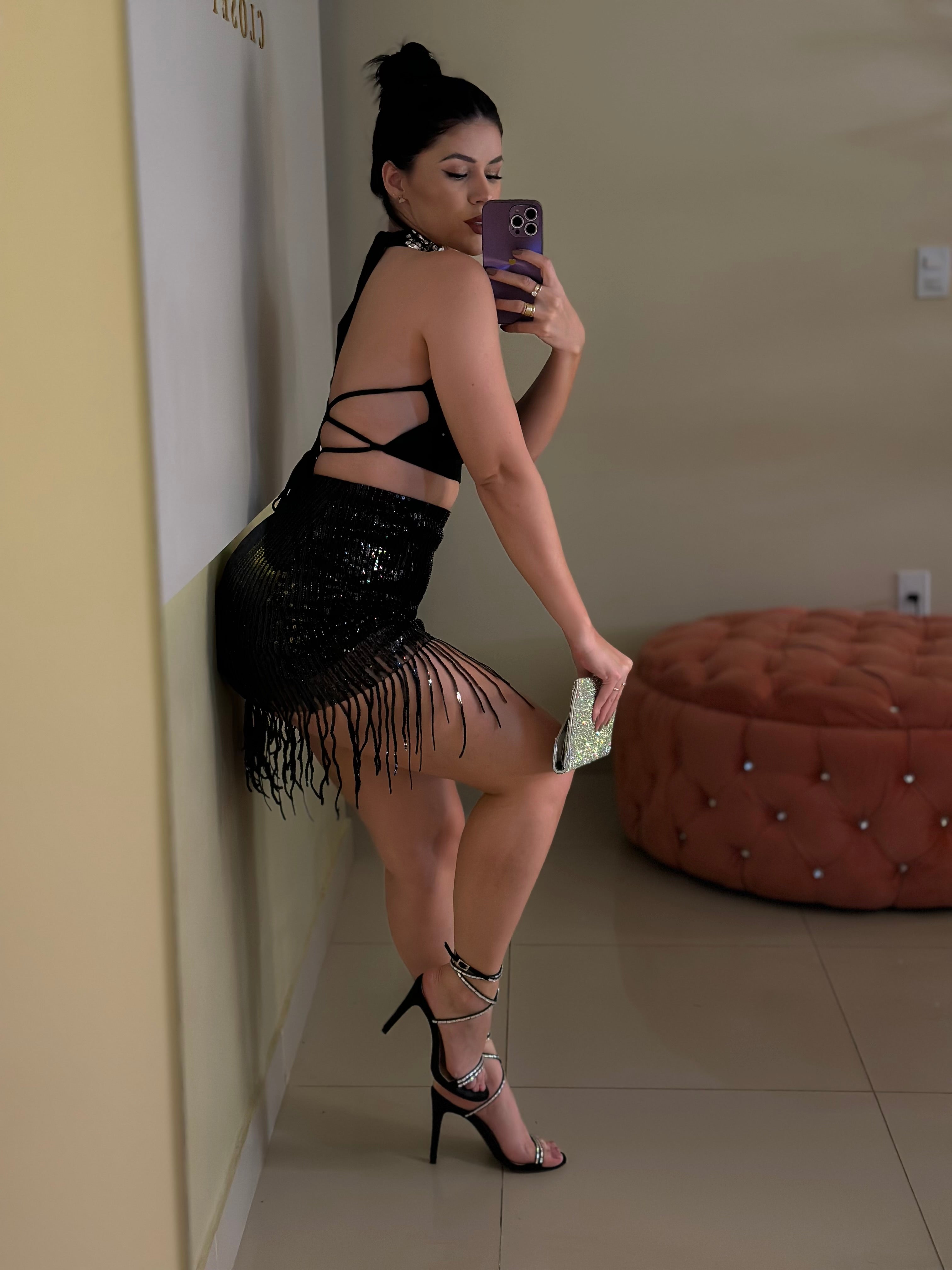 SAIA PAÊTES FRANJAS - PRETA- M