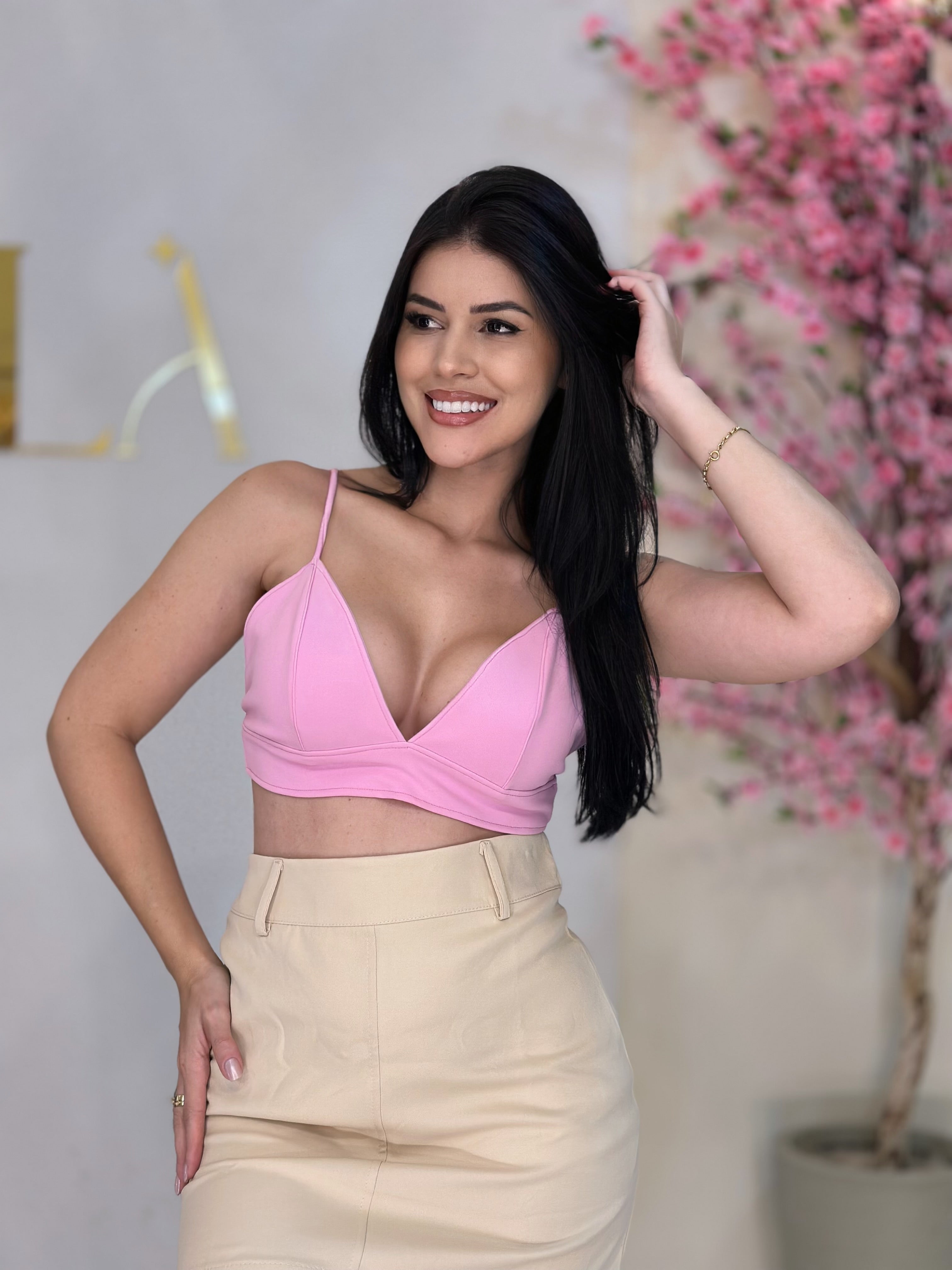 CROPPED ALÇAS - ROSA BEBE - TAMANHO ÚNICO