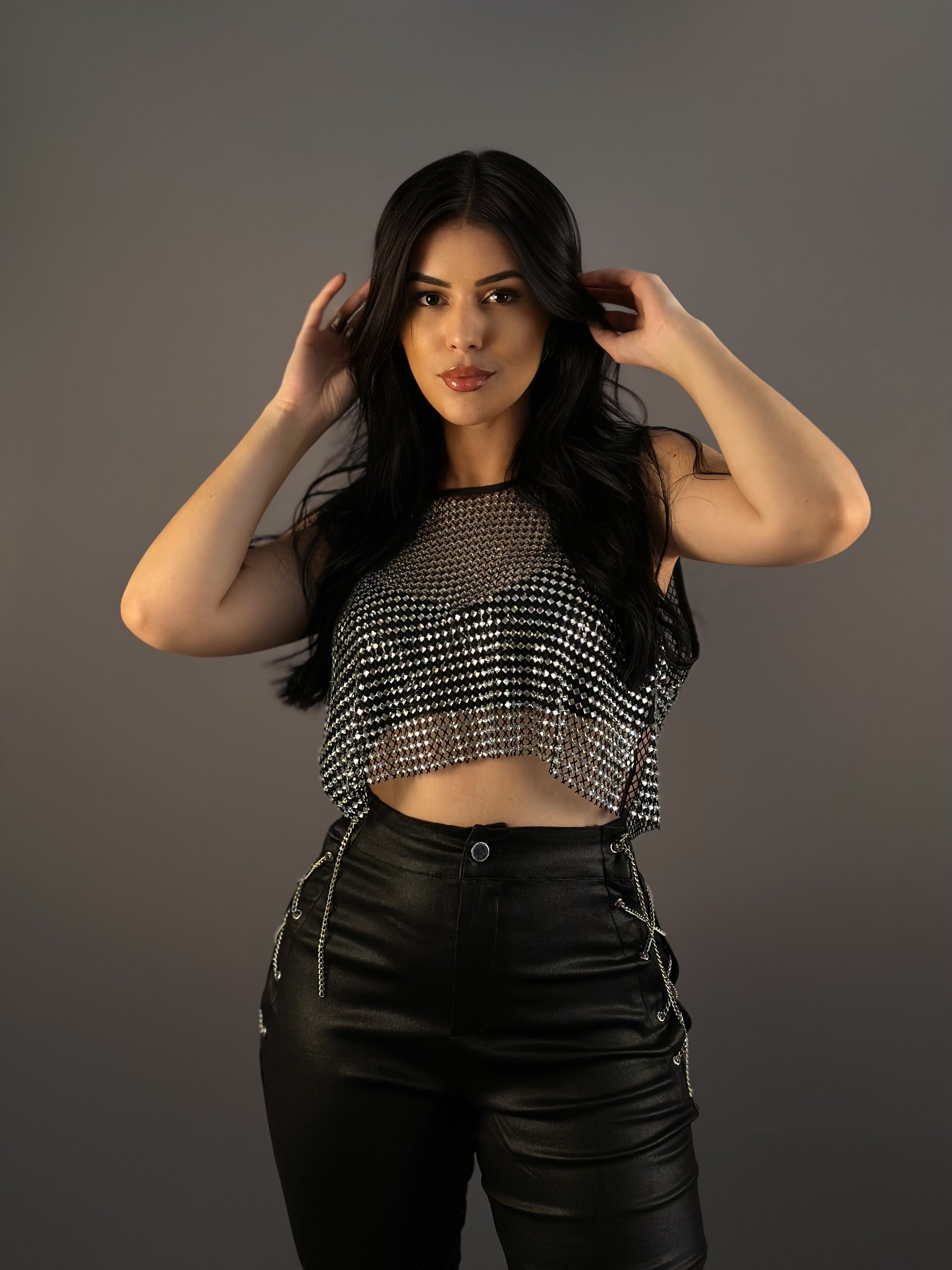 CALÇA COURO RESINADO - PRETA - 38/40